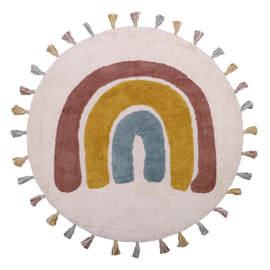 Rainbow Children's carpet with pompoms