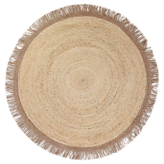 Thar Round jute carpet with fringes