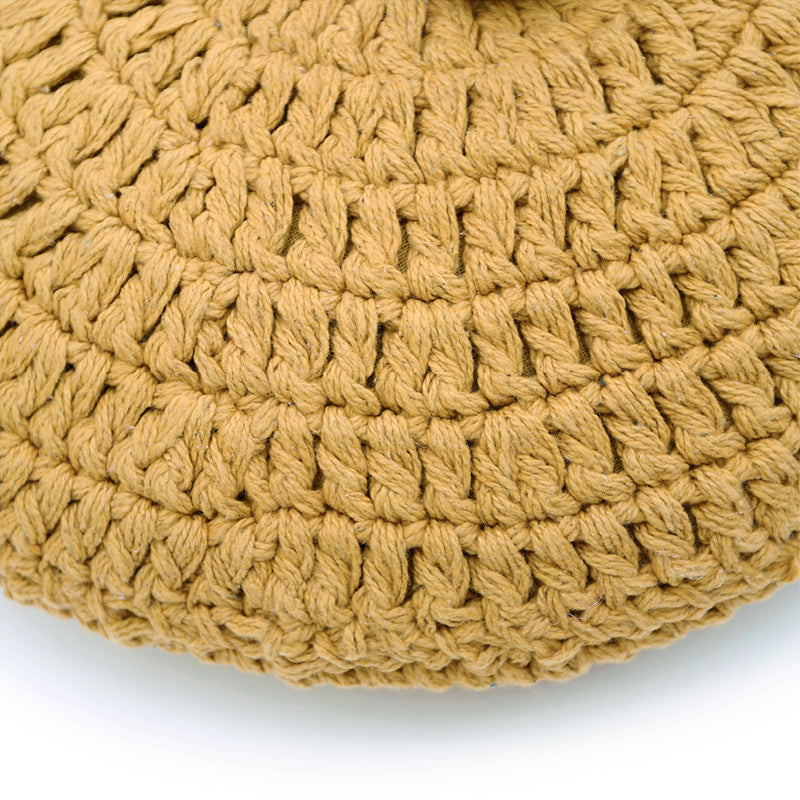 Lenka mustard round crochet cushion
