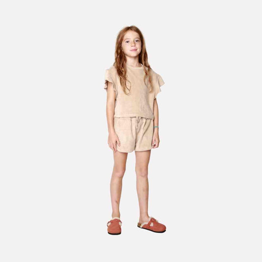 Towelling Track Short: Beige