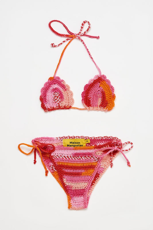 Crochet Bikini Orange Swimwear Maison Mangostan