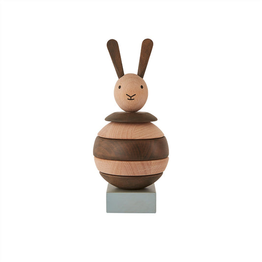 Wooden Stacking Rabbit - Nature / Dark Wooden Toy OYOY