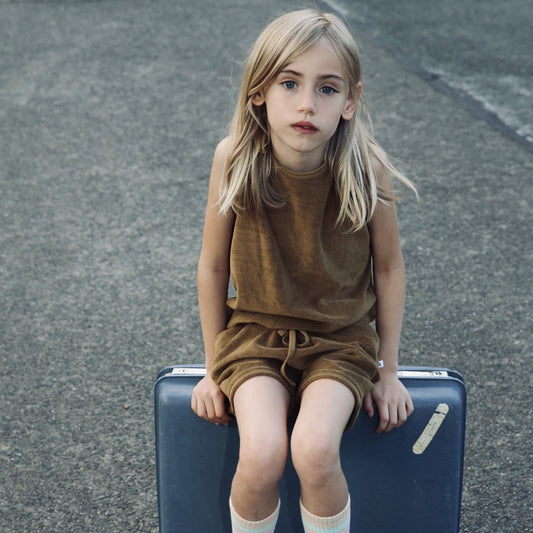 Towelling Playsuit: Breen