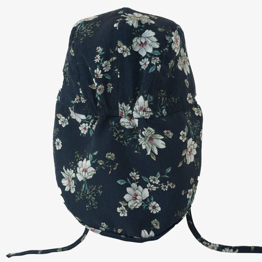 Soft Baby Sun Cap (UV) - Navy Flower Hats & Bonnets Lil' Boo