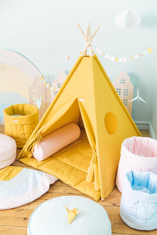 Plain Sunny Mustard Toy Bag Storage Wigiwama