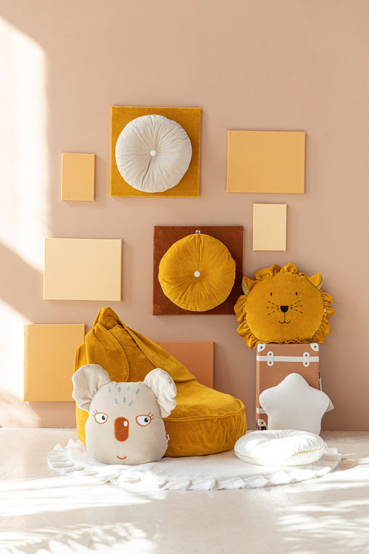 Velvet Mustard Bunny beanbag Beanbag Wigiwama