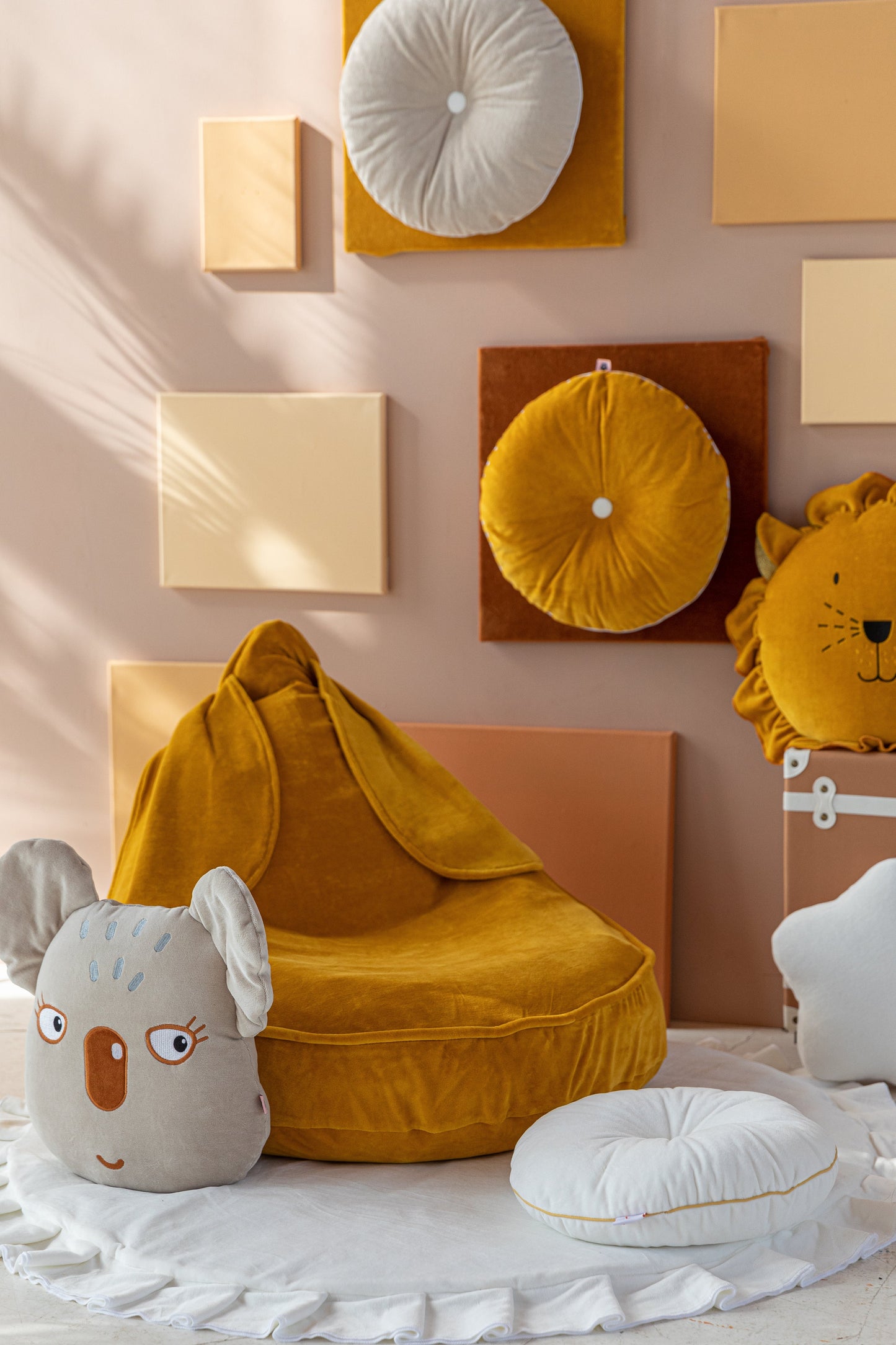 Velvet Mustard Bunny beanbag Beanbag Wigiwama