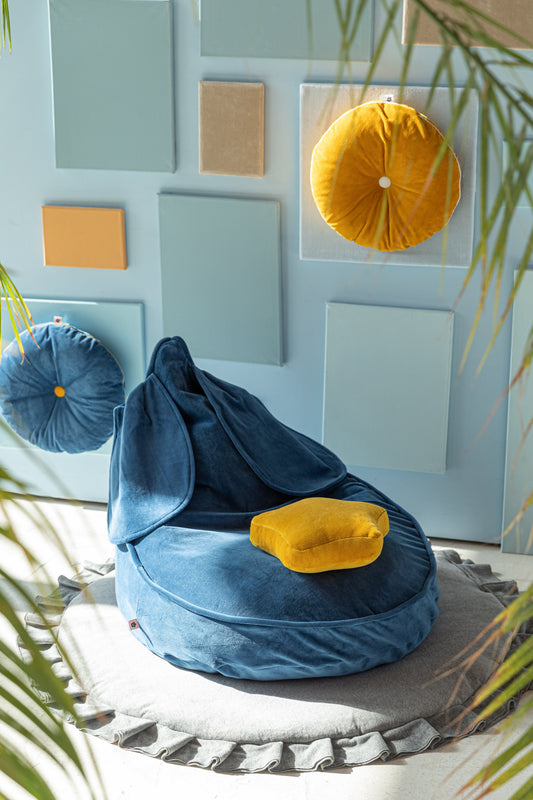 Velvet Deep Blue Bunny beanbag Beanbags Wigiwama