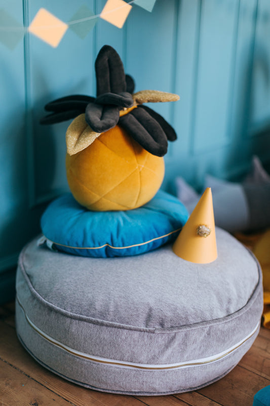 Velvet Grey Ottoman Beanbag Wigiwama