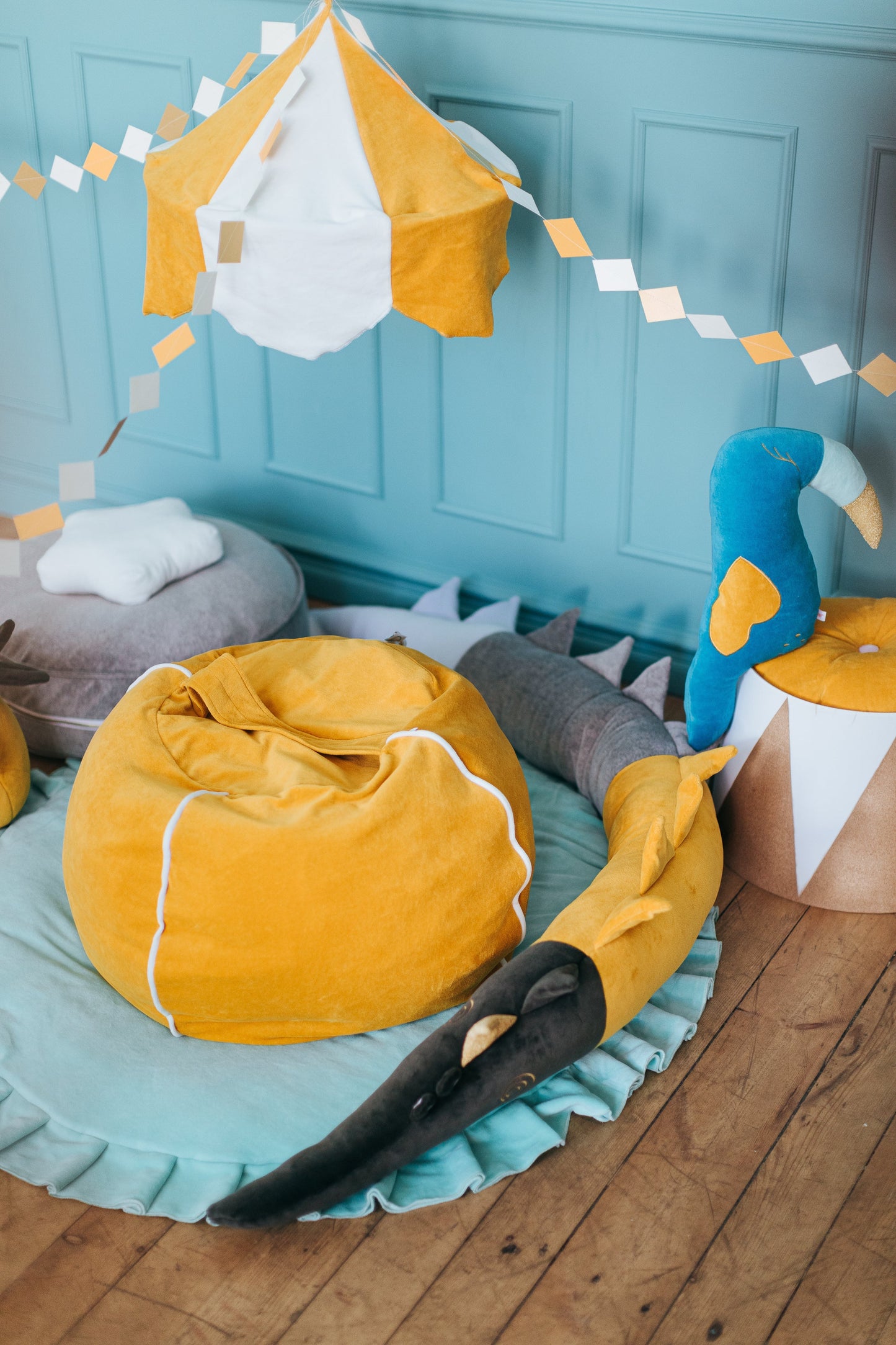 Velvet Mustard Bubble Beanbag Beanbags Wigiwama