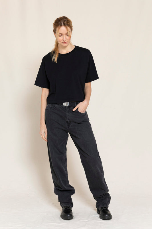 AUSTIN Black Denim - 5-Pocket Loose Fit Jeans | Women