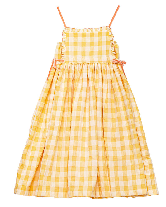 Ada Dress in Vichy Yellow Dresses Cosmosophie