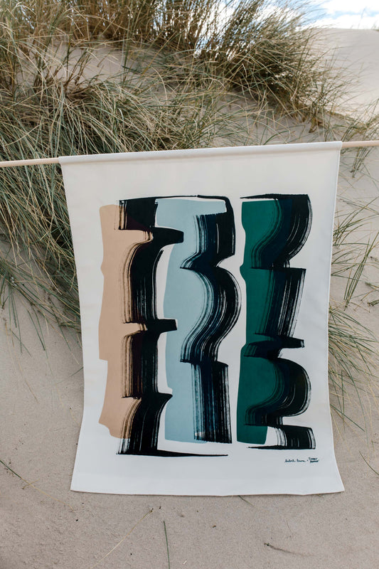 Wall Hanging by Tiffany Bouelle - Aqua Gray & Black Forest Wallart Babel Brune
