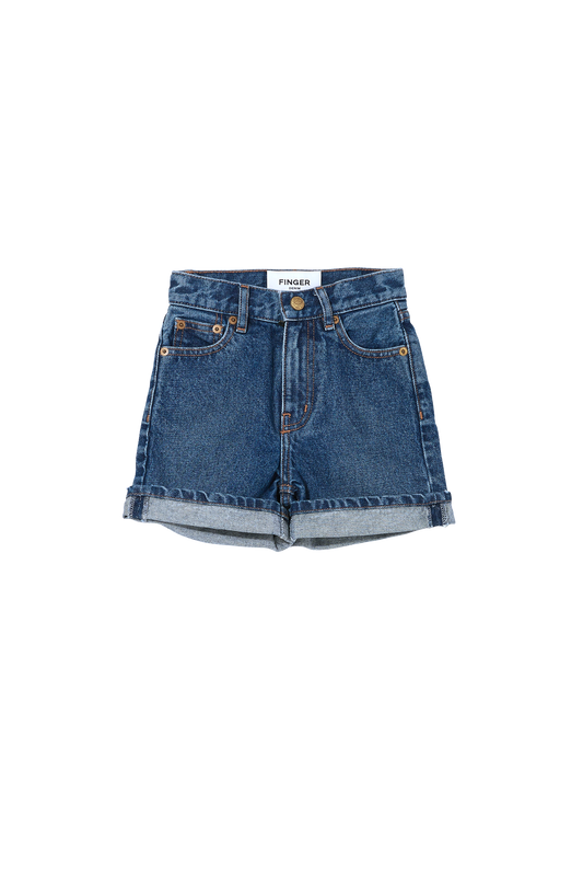 CHERRYL Medium Blue - High Waist 5-Pocket Shorts | Women