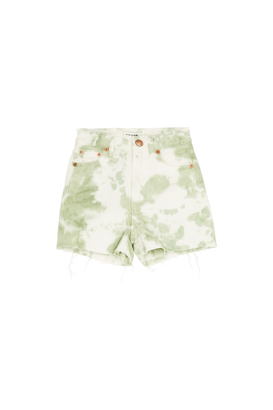 CHERRYL Pistache Tie & Dye - High Waist 5-Pocket Shorts