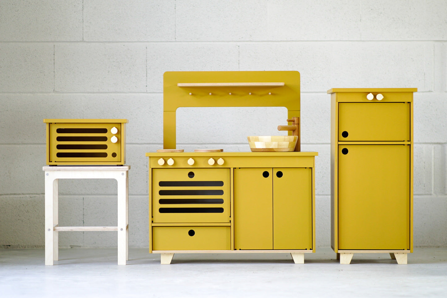 Mustard Wooden Play Kitchen Kids Room Furniture Midmini
