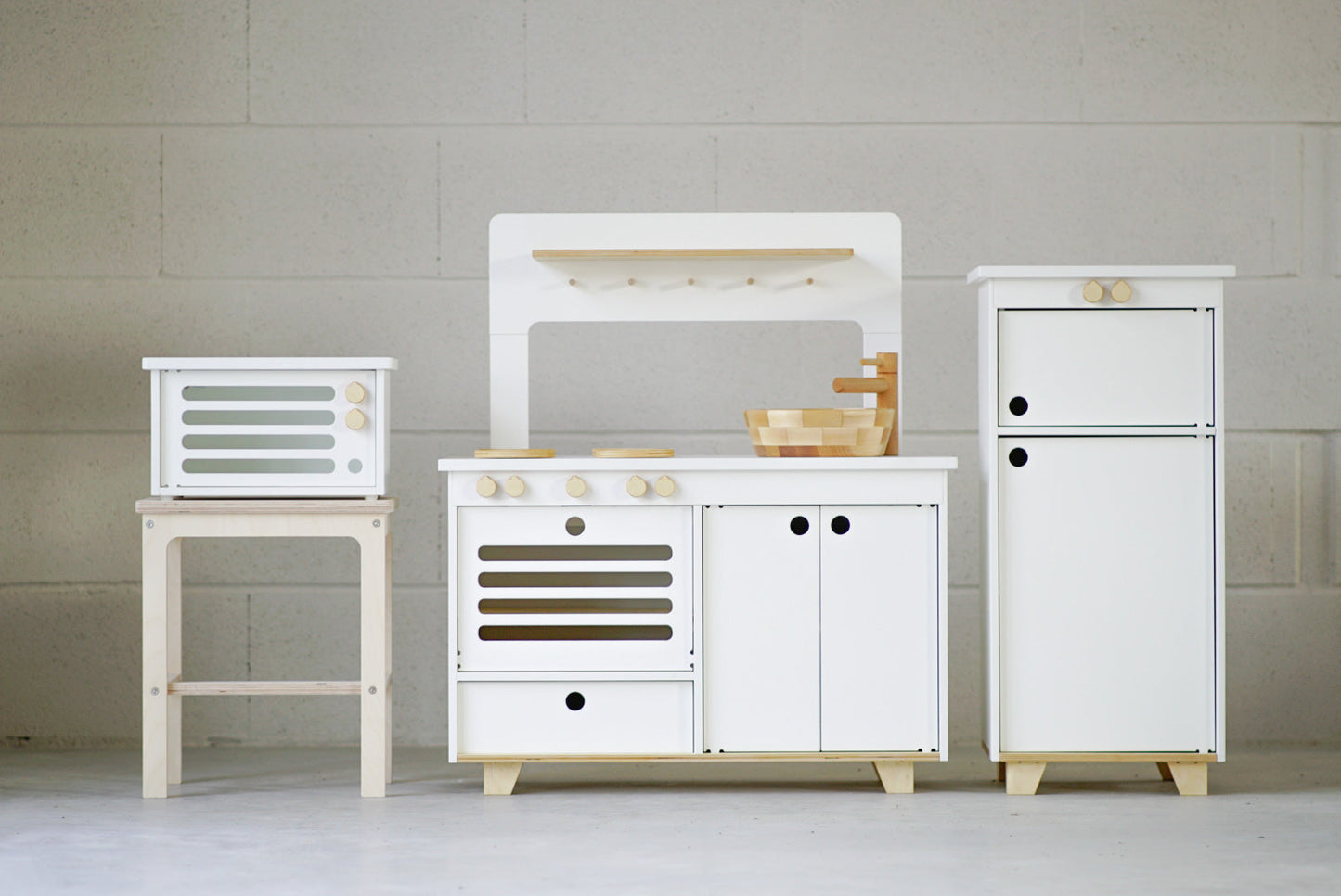 Milk Wooden Play Kitchen Kids Room Furniture Midmini