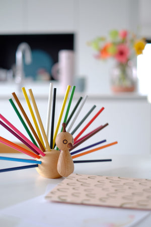 Peacock Pencil Holder Wallart EO