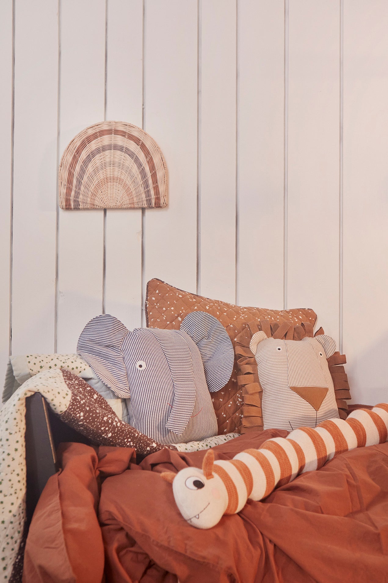 Erik Elephant Denim Cushion - Blue Soft Toys OYOY
