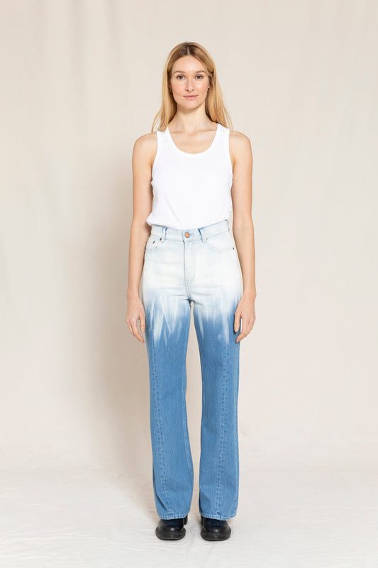 FIONA Bleached Blue Dip Dye - Flare Fit Jeans | Women