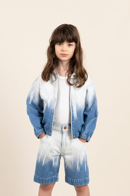 FLAME Bleached Blue Dip Dye - Oversized Fit Denim Jacket