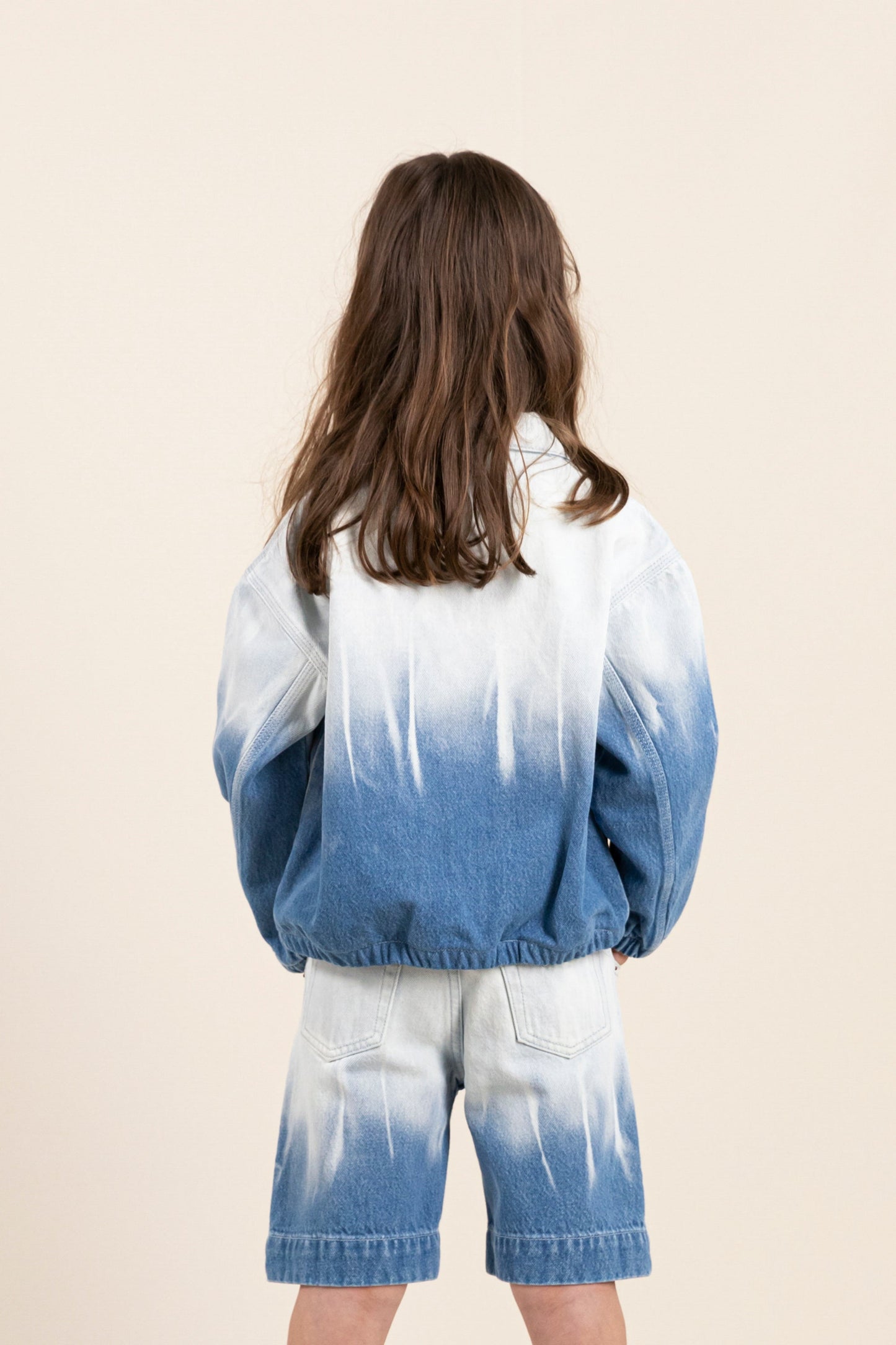 FLAME Bleached Blue Dip Dye - Oversized Fit Denim Jacket