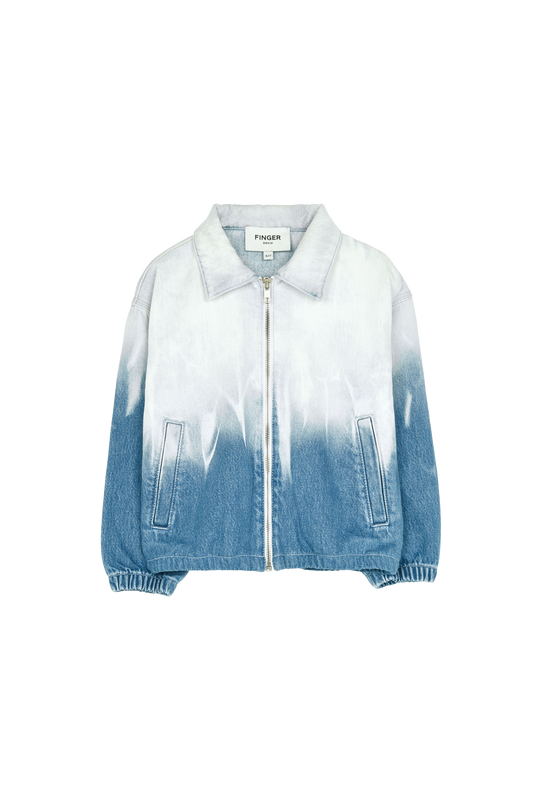 FLAME Bleached Blue Dip Dye - Oversized Fit Denim Jacket