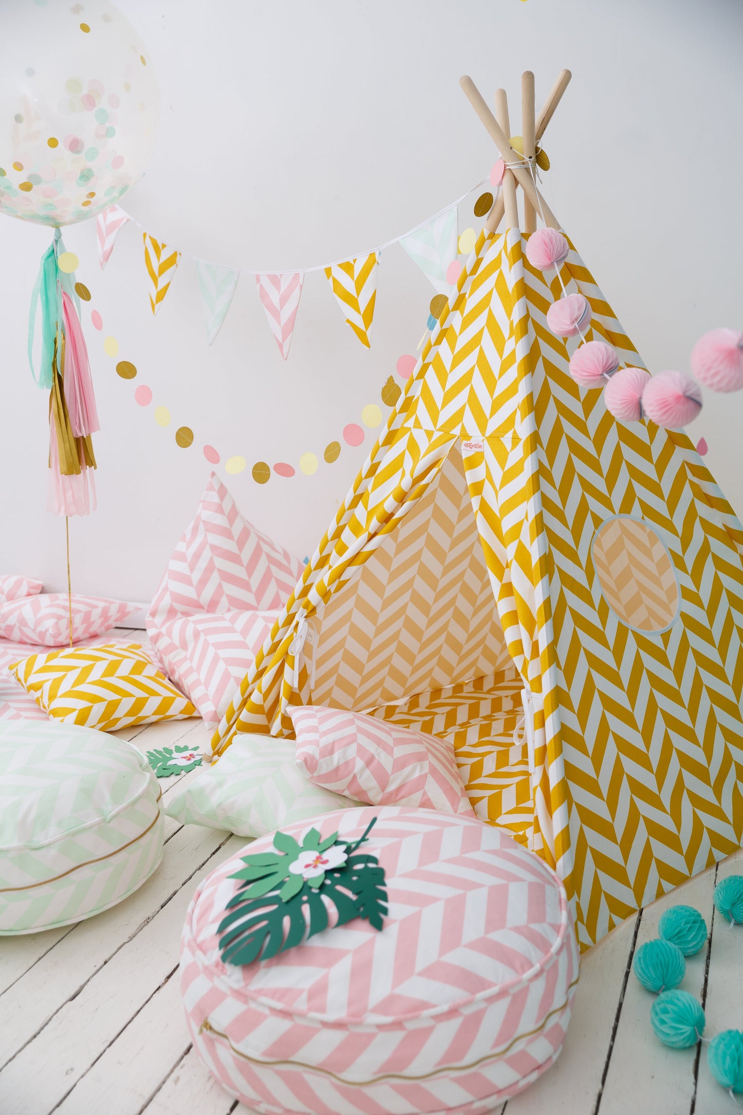 Mustard Herringbone Teepee Set Teepees Wigiwama