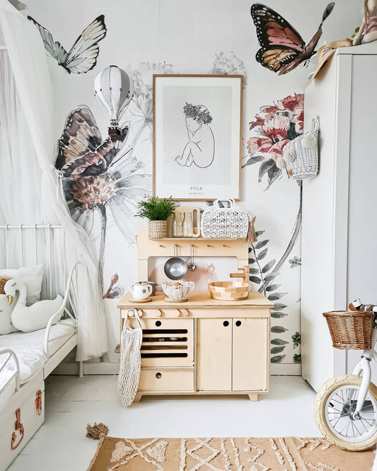 Montessori Wooden Play Kitchen Kids Room Furniture Midmini