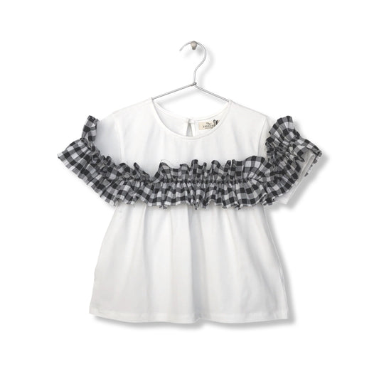 VICHY RUFFLED TOP