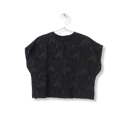 BLACK BURNOUT LACE TOP