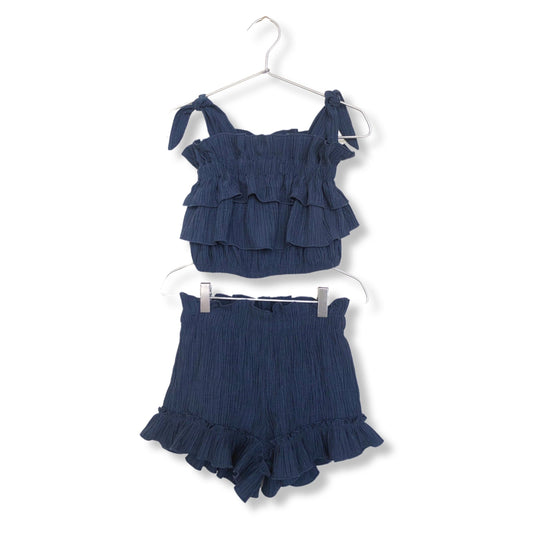 BLUE CRINKLED TWIN SET