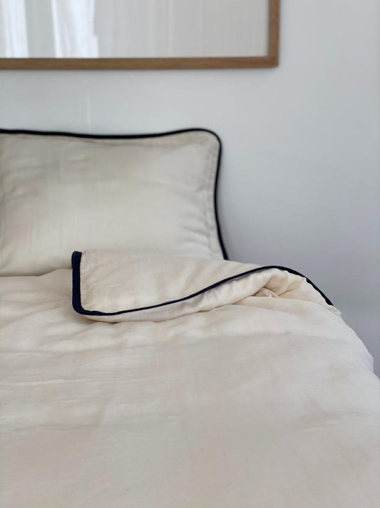 Nina - Bed set Ecru/Navy Bedding Bihan