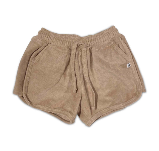 Towelling Track Short: Beige