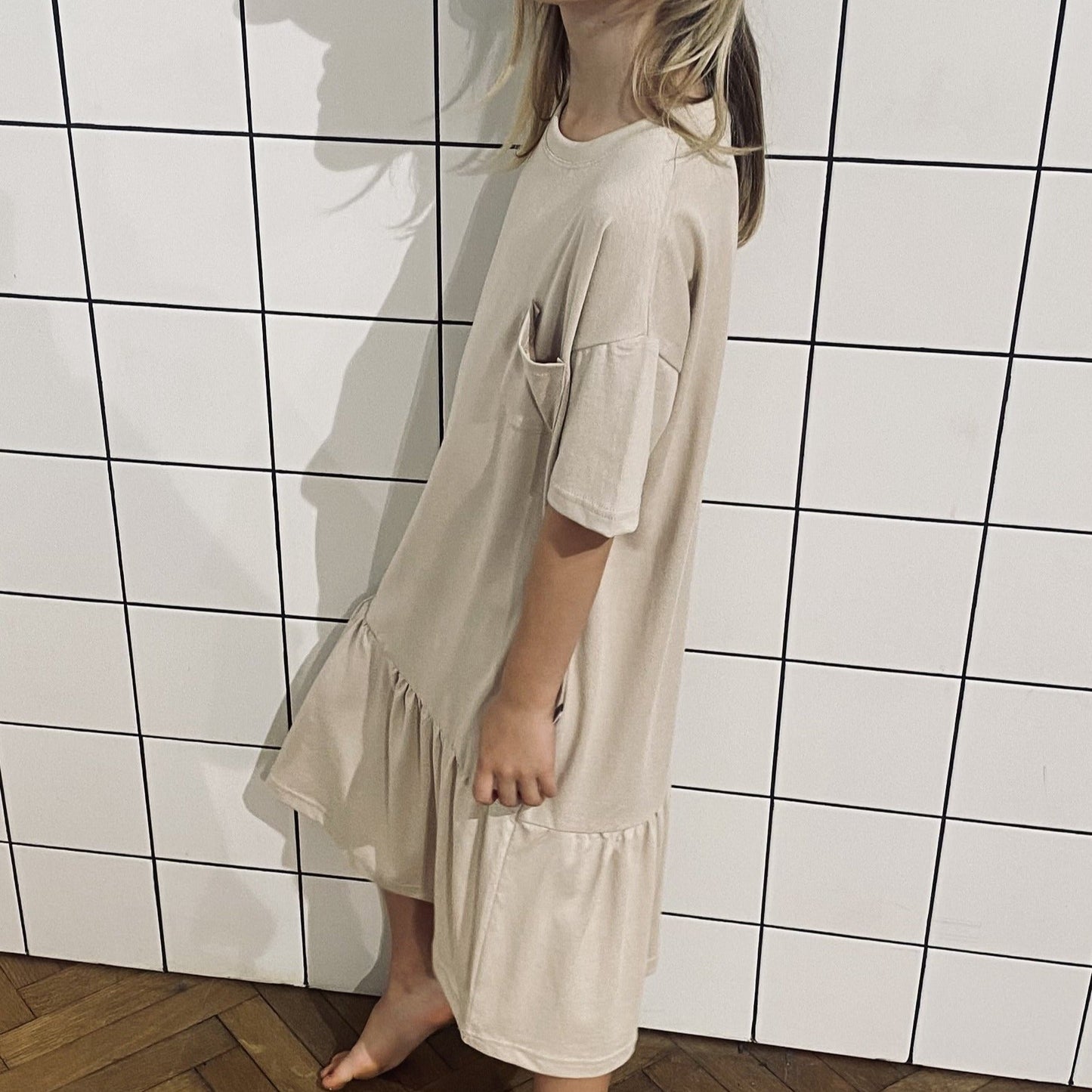 Volant Dress: Cement