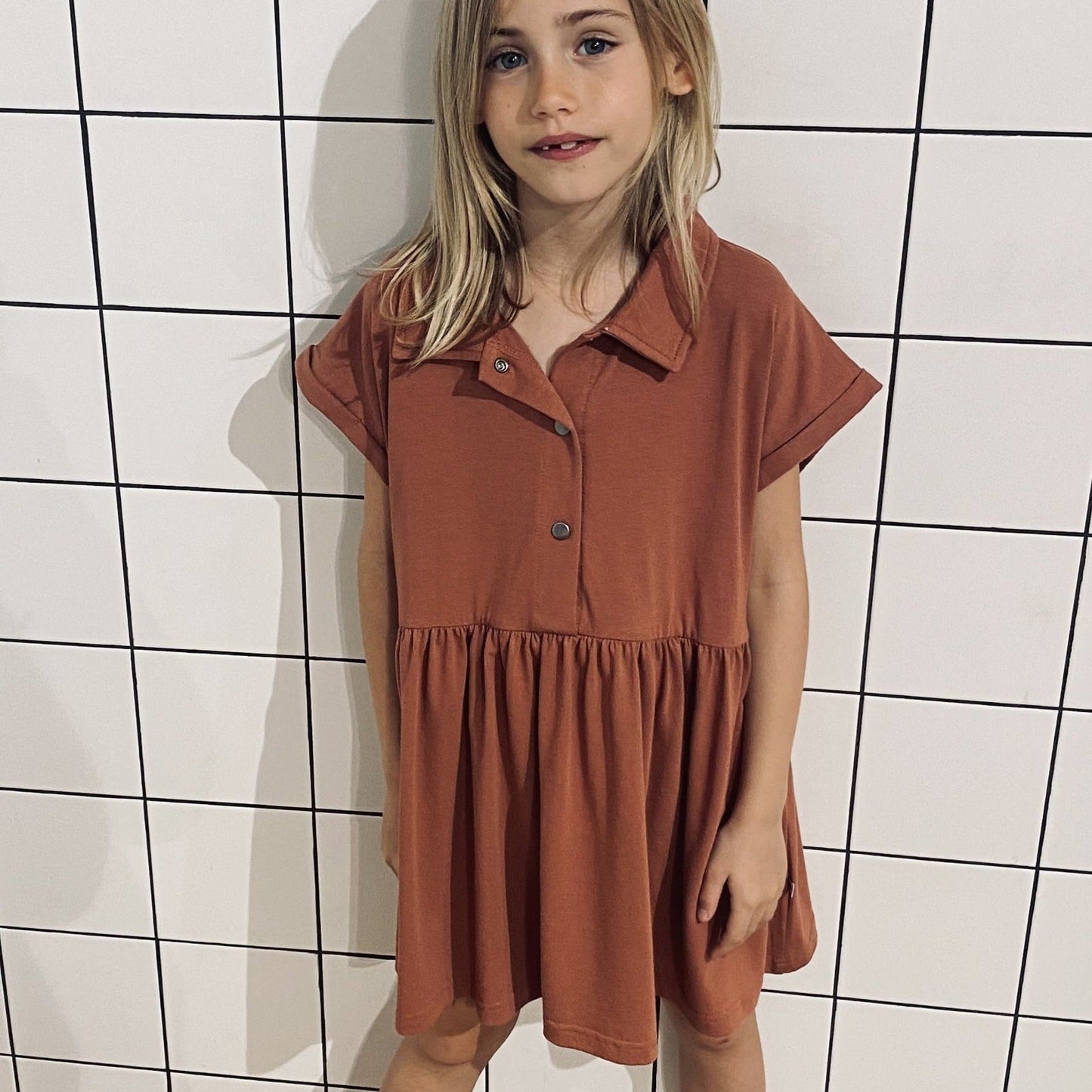 Boxy Shirt Dress: Russet