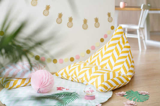 Mustard Herringbone Beanbag Beanbags Wigiwama