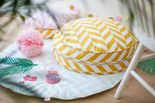Mustard Herringbone Ottoman Beanbags Wigiwama