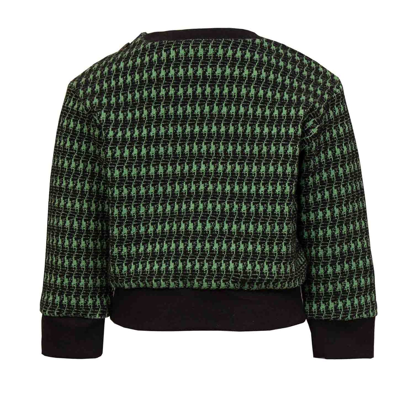 Black and green pied de poule Baby Sweatshirt with Dragon Apploqié
