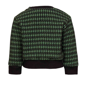 Black and green pied de poule Baby Sweatshirt with Dragon Apploqié