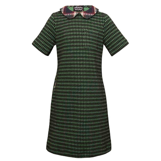 Green pied de poule A-line Dress