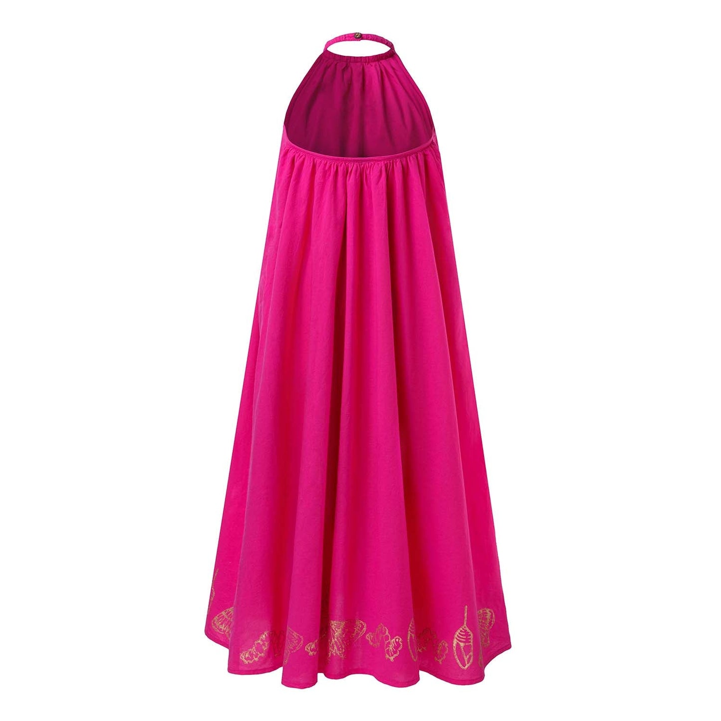 Hot Pink Boho Dress with Hand Block Print