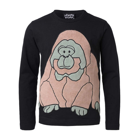Black Longsleeve Shirt with Orangutan