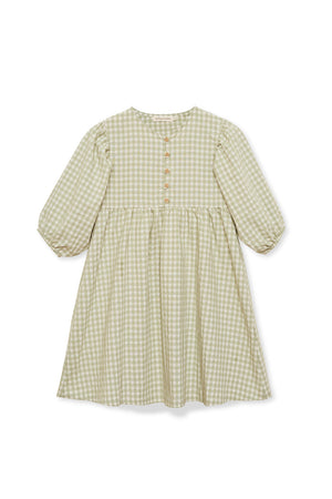 Corie Dress Tea Green Checks Girls Jellymade