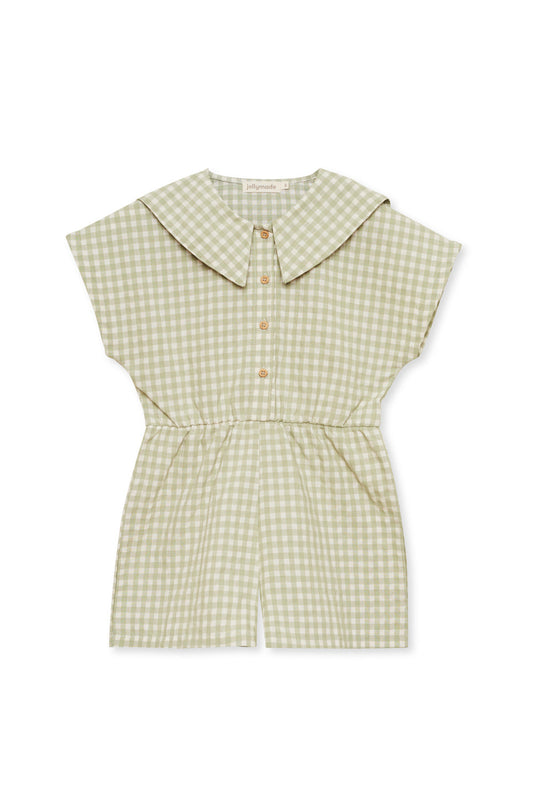 Beebe Overall Tea Green Checks Jumpsuits Jellymade