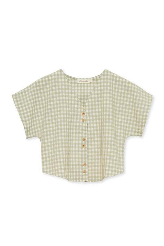 Luang Blouse Tea Checks Green Tops Jellymade