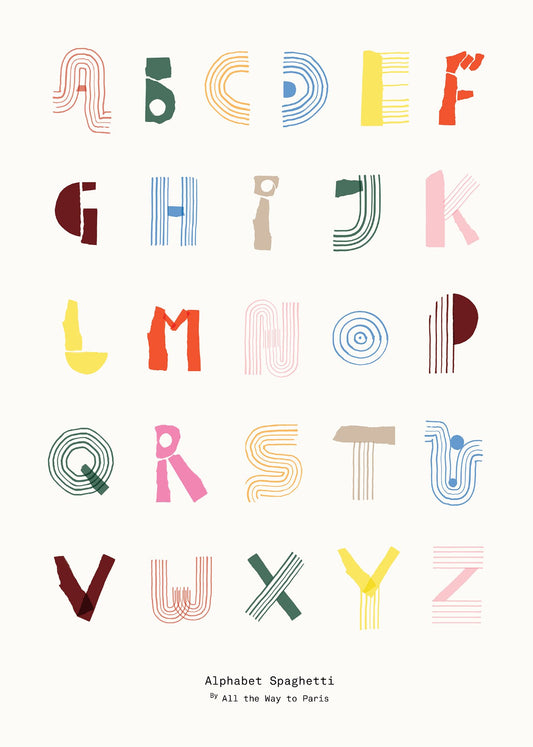 MADO Alphabet Spaghetti 50x70 cm Poster Nofred