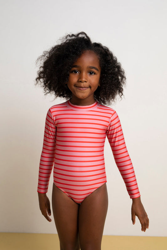 Swimsuit Longsleeve Stripe Pomegranate