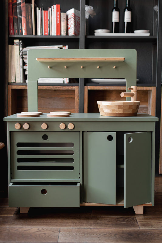 Dusty Green Wooden Play Kitchen Kids Room Furniture Midmini