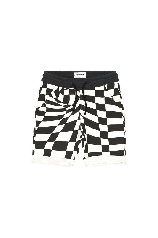 NEW GROUNDED Black Twisted Checkers - Bermuda Shorts